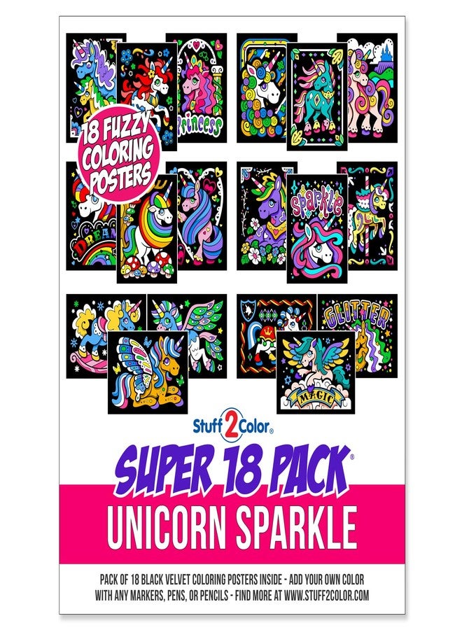 ستاف 2 كلر مجموعة رائعة من 18 ملصق تلوين مخملي ناعم (إصدار يونيكورن سباركل) - متعة تلوين كبيرة للأطفال، الأولاد، البنات، المراهقين والبالغين، مثالية لوقت العائلة، والفنون والحرف اليدوية، والسفر والفصول الدراسية - Image 2